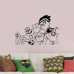 Adhesivo de pared de Titanes, cómics, superhéroes, vinilo, película de dibujos animados, decoraciones artísticas de pared para el hogar, habitación de niños, decoración de cómics, regalo tt2