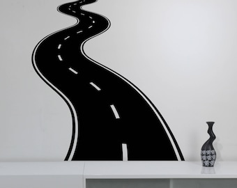 Adhesivo de pared de carretera curva, calcomanía de vinilo de tráfico, autopista, camino sinuoso horizontal, decoraciones de carreras para el hogar, decoración de la habitación de los niños rd2