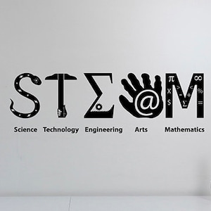 Calcomanía de pared de vapor Ciencia Tecnología Ingeniería Artes Matemáticas Logotipo Vinilo Etiqueta Educación Arte Hogar Oficina Escuela Aula Decoración ed27