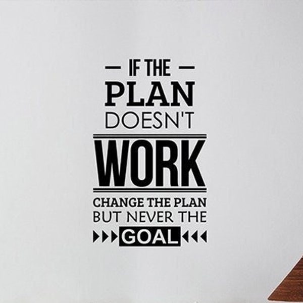 If The Plan Doesn't Work Change The Plan Wall Decal Vinyl Sticker Office Quote Success Goal Inspirational Wall Art Business Team Decor hq54