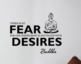 No hay miedo Buda inspirational cita cita pared calcomanía budismo Zen diciendo vinilo pegatina Religión Arte habitación dormitorio dormitorio decoración bq5