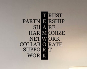 Teamwork Wall Decal Vinyl Sticker Lettering Business Team Work Motivational Quotes Inspirational Words Art Home Office Decor Poster hq29