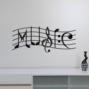 Music Wall Decal Vinyl Sticker Treble Clef Notes Keys Creative Musical Sign Word Decorations Home Room Bedroom Studio Decor Gift Poster mn6