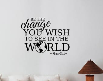 "Be The Change" Gandhi Quote Rainbow Chameleon Vinyl Bumper Sticker - 5 Inch Decal For Cars, Laptops, Windows