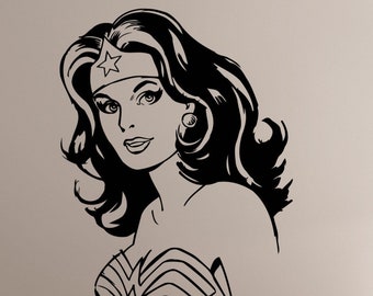 Superhero Woman Wall Decal Vinyl Sticker Comics Girl Superhero Wall Art Decorations for Home Housewares Living Kids Room Bedroom Decor wmv4
