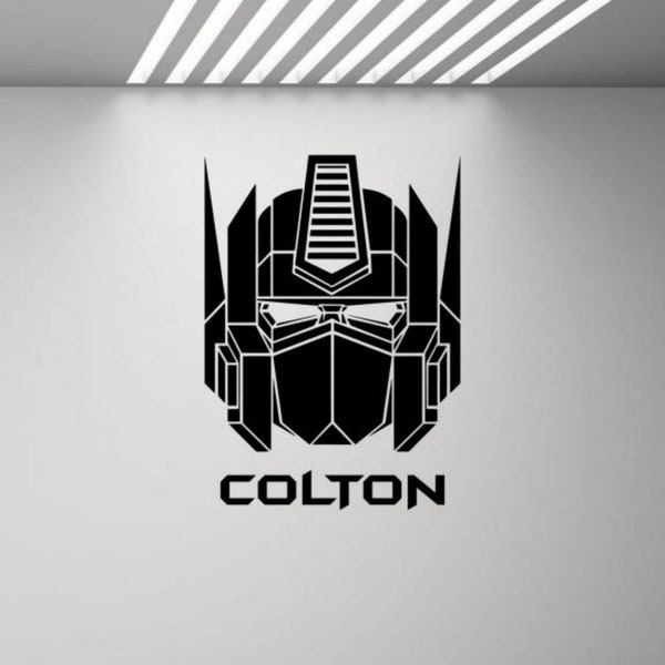 Transformer Wall Decal Vinyl Sticker Personalized Wall Art Gift Custom Name Wall Decor Bedroom Poster Sign Living Room Stencil Mural 3156