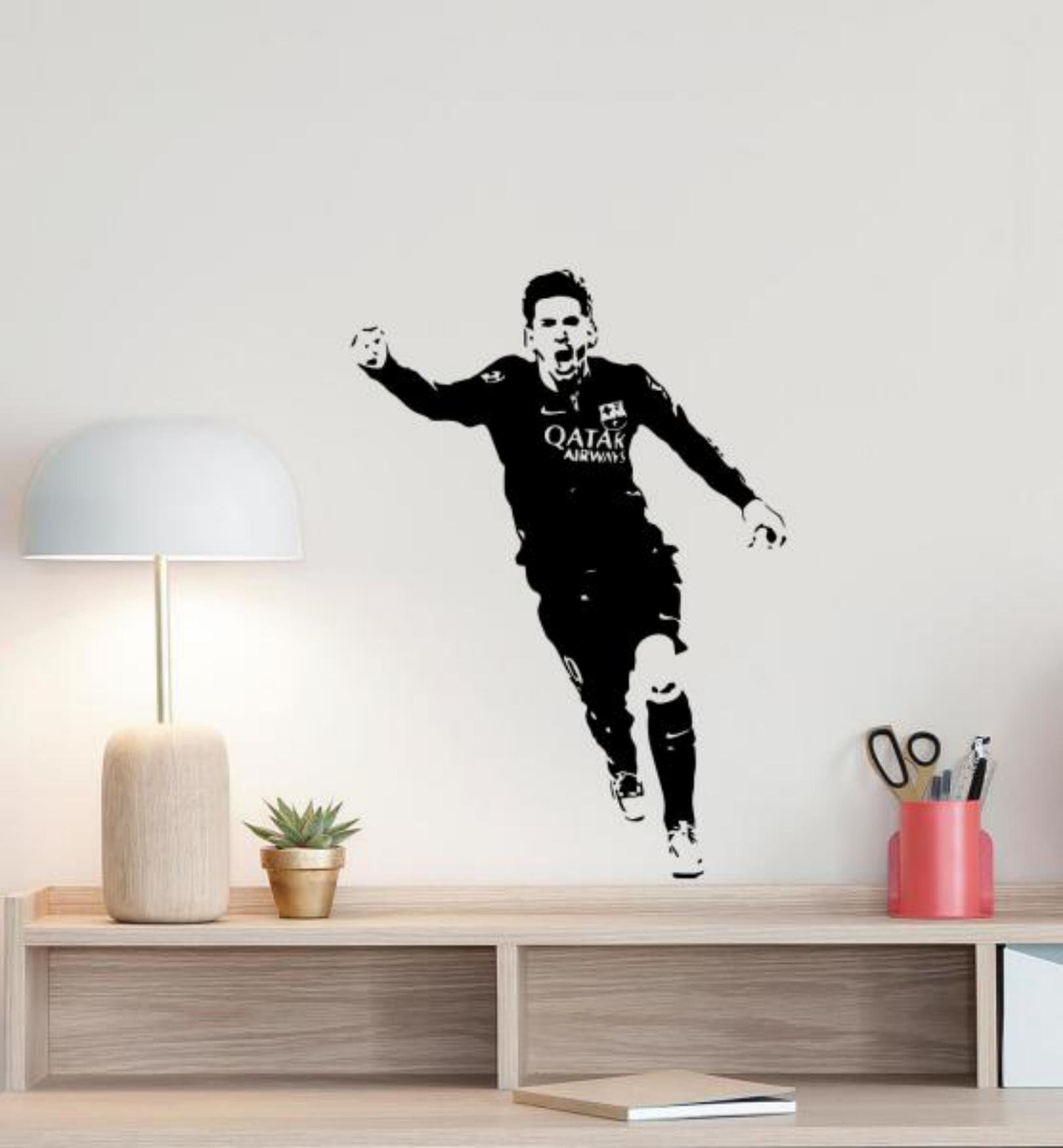 Removable Vinyl Lionel Messi Wall Decal Football Wall Sticker For Playroom Wall Art Kid Room Decor