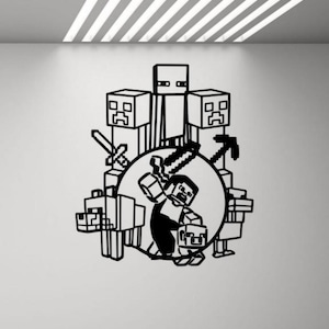 Gamer Wall Decal Vinyl Sticker Mine Wall Art Gift Video Game Wall Decor Poster Sign Stencil Mural Indoor Outdoor Decal 3189