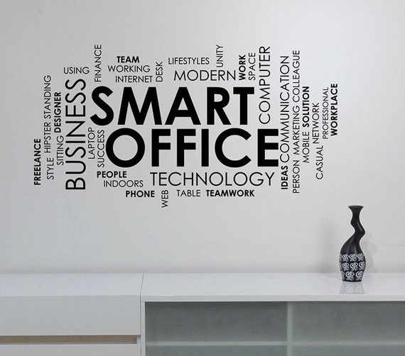 Smart Office Word Cloud Wall Sticker Success Business Work Etsy