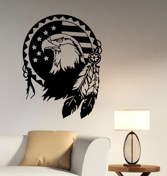 Native American Eagle Wall Decal Vinyl Sticker Bird Of Prey Art Decorations For Home Living Kids Room Bedroom Office Animal Decor Egl8