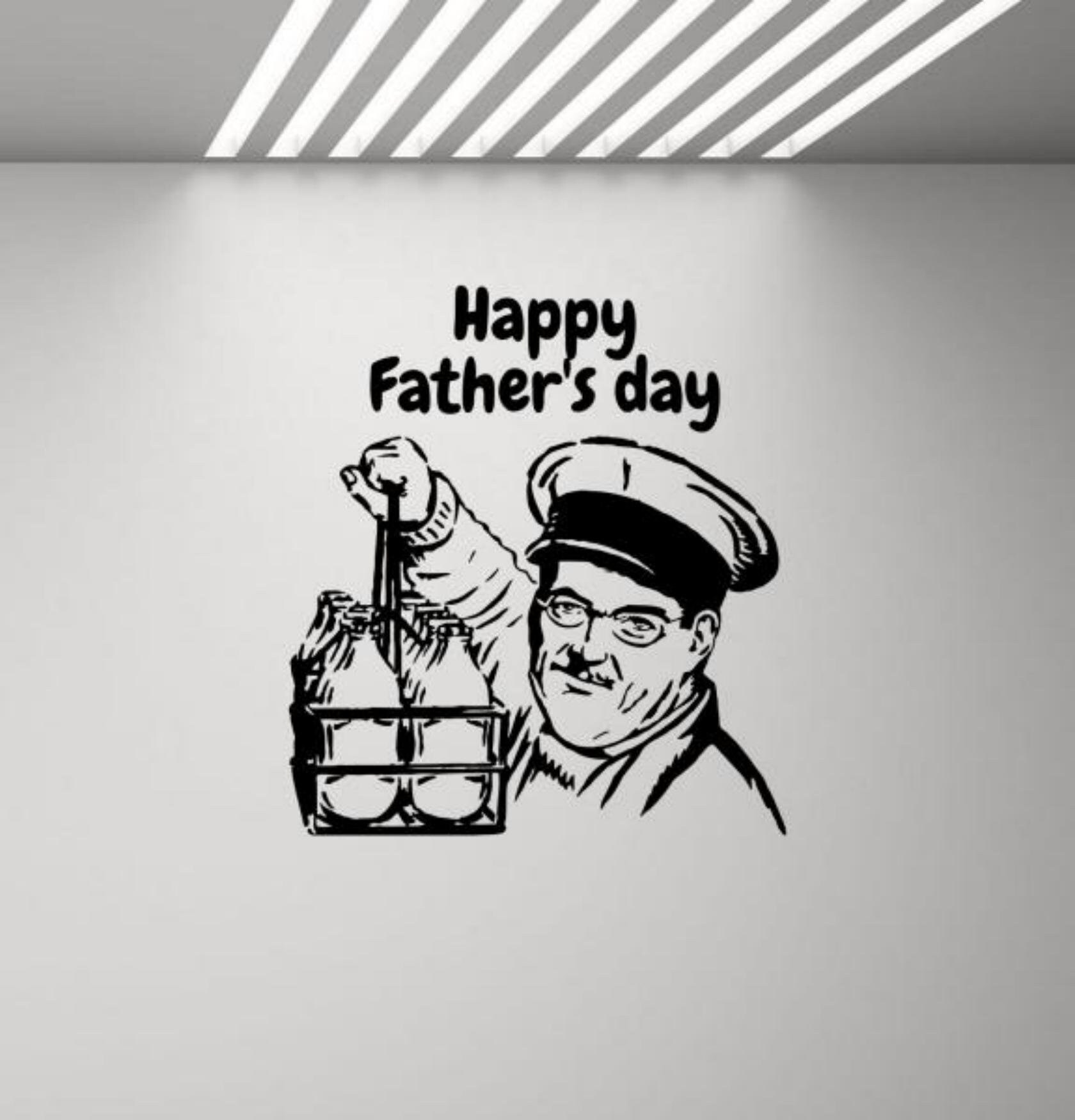 Happy Father's Day Wall Decal Vinyl Sticker Milk Man Wall Art Gift Decor Funny Milkman Poster Sign Indoor Outdoor Self Adhesive Decal 2892