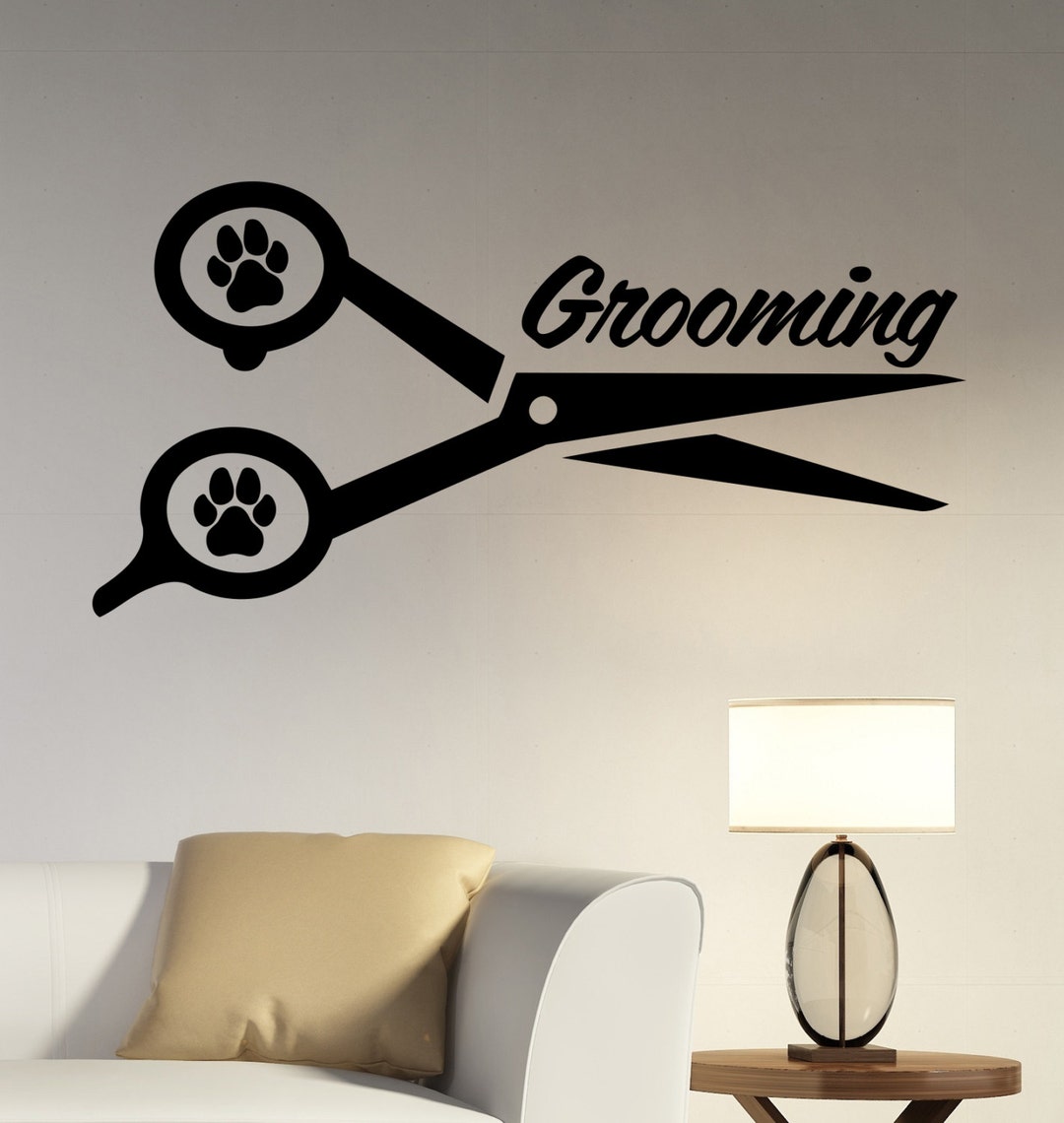 Pet Grooming Wall Decal Vinyl Sticker Window Logo Animal Decorations