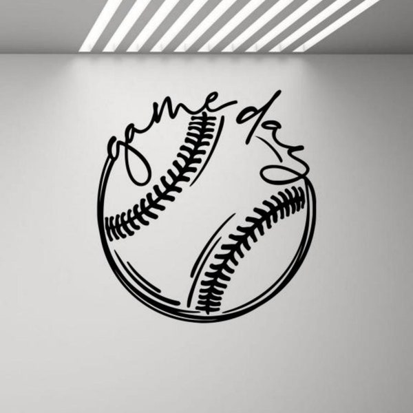 Gameday Baseball Wall Decal Vinyl Sticker Baseball Ball Game Day Wall Art Gift Wall Decor Poster Sign Stencil Mural Indoor Outdoor 3110