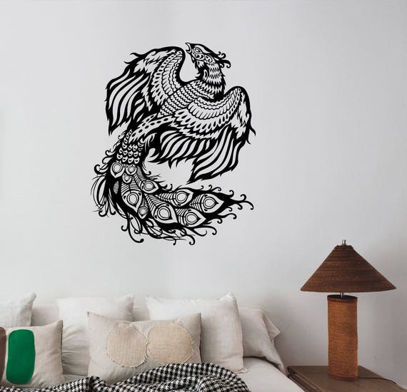 Phoenix Bird Wall Sticker Ancient Animal Vinyl Decal Fantasy Etsy
