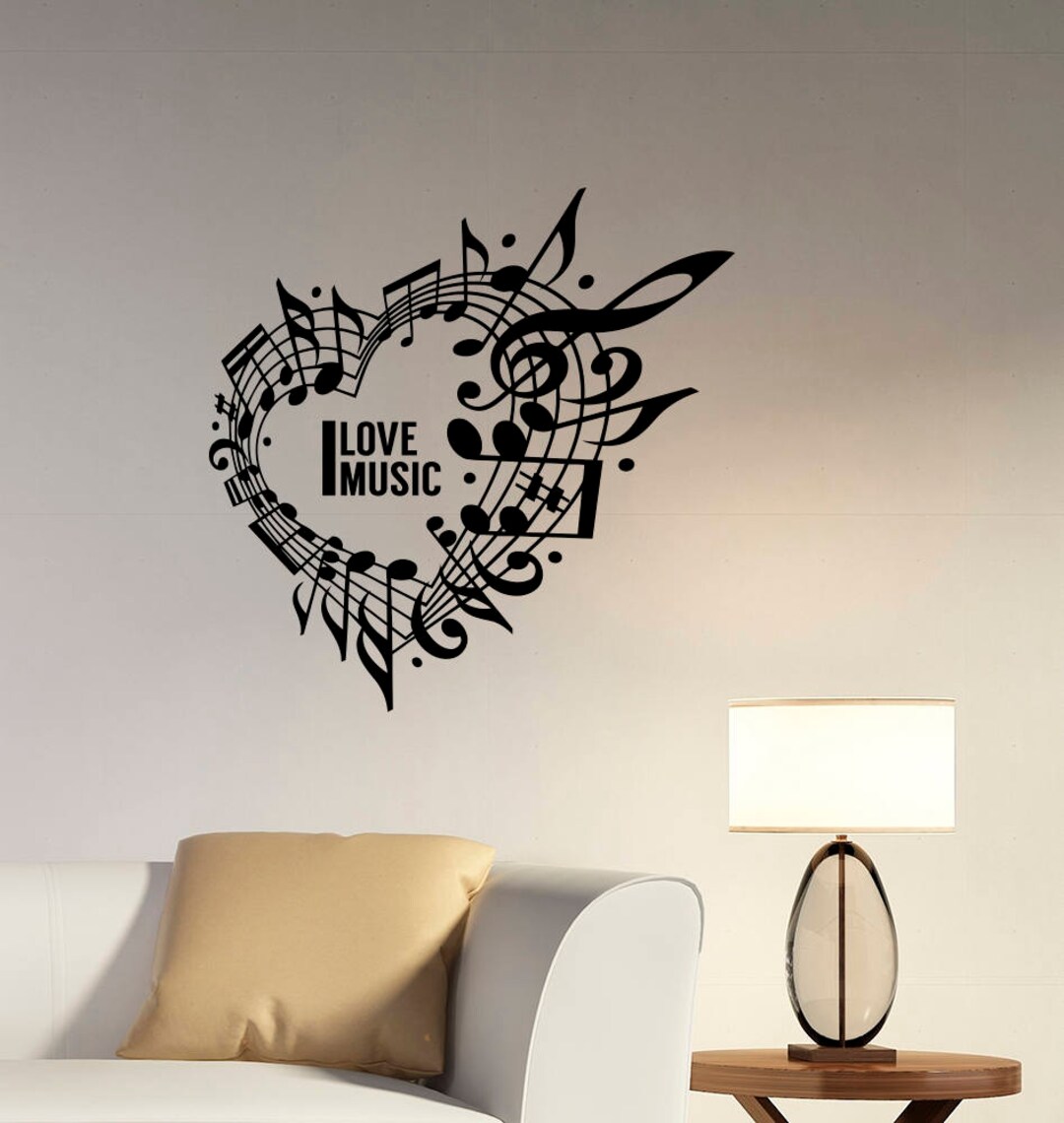 I Love Music Heart Wall Decal Music Notes Treble Clef Vinyl - Etsy