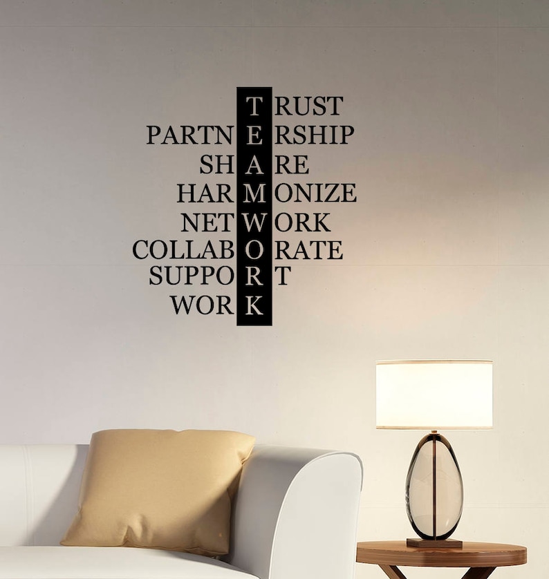teamwork wall decal vinyl lettering business team work | etsy