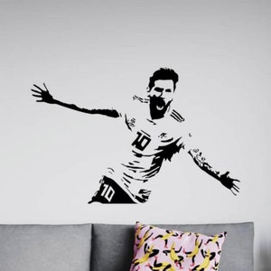 Football Player Wall Decal Vinyl Sticker Wall Art Gift Soccer Fan Wall Decor Lionel Poster Sign Stencil Mural Indoor Outdoor Use 2961