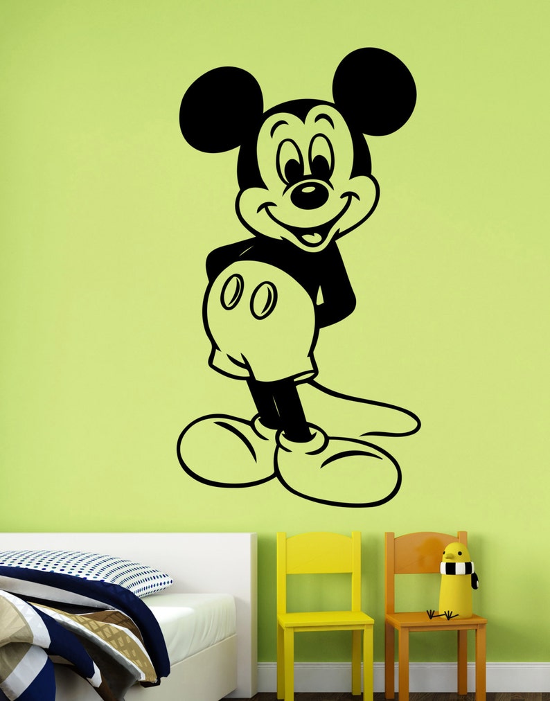 Mickey Mouse Wall Decal Vinyl Sticker Disney Cartoon Art Etsy