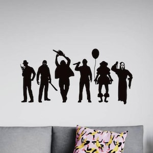 Película Maniacs pared calcomanía vinilo pegatina Halloween pared arte pesadilla regalo aterrador película asesinos pared decoración horror cartel signo niños habitación 2927