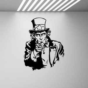 Calcomanía de vinilo para pared del Tío Sam, arte de pared americano, decoración de regalo, cartel, letrero autoadhesivo para interior y exterior, calcomanía para ventana de coche 2916