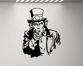 Calcomanía de vinilo para pared del Tío Sam, arte de pared americano, decoración de regalo, cartel, letrero autoadhesivo para interior y exterior, calcomanía para ventana de coche 2916