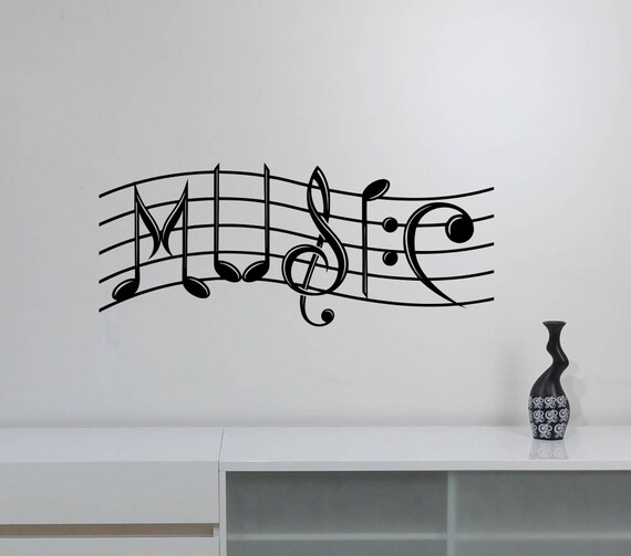 Music Wall Art Decal Treble Clef Notes Keys Vinyl Sticker Etsy