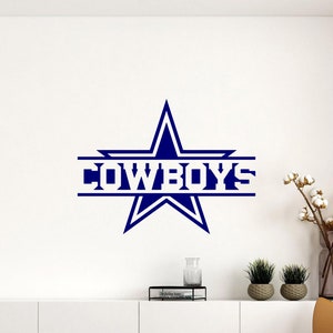 Calcomanía de pared de vaqueros, pegatina de vinilo con logotipo, arte de pared, regalo para fanáticos, decoración de pared de fútbol, póster, plantilla, Mural, uso interior y exterior, 2993