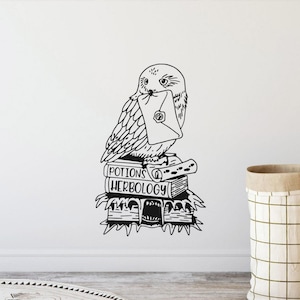 Hedwig pared calcomanía vinilo pegatina mago libros escuela carta búho pared arte regalo magia pared decoración cartel signo niños habitación plantilla mural 3016