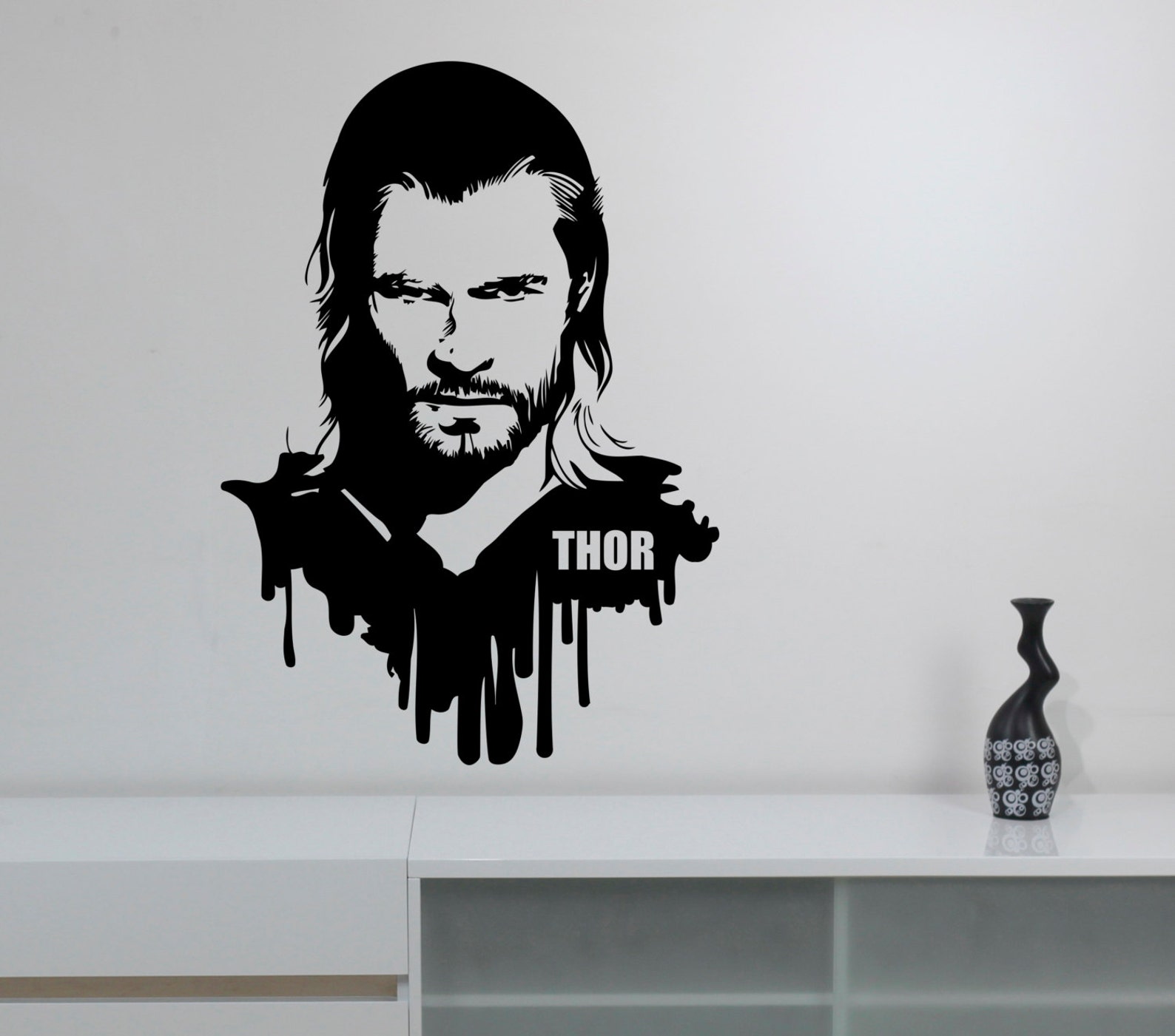 Thor Vinyl Wall Decal Removable Sticker Marvel Superhero Art Etsy