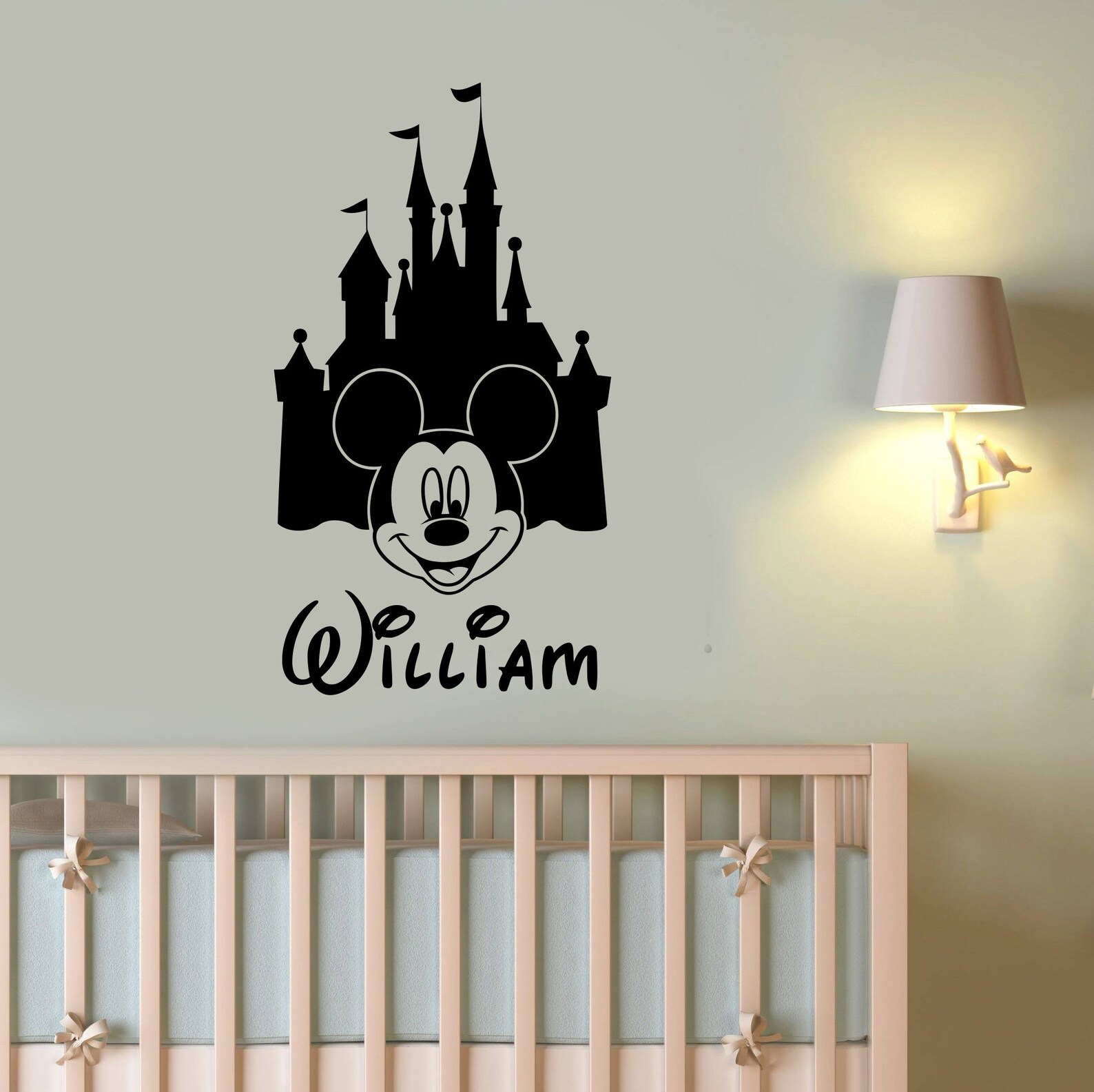 Personalized Disney Castle Wall Decal Mickey Mouse Custom Name Etsy
