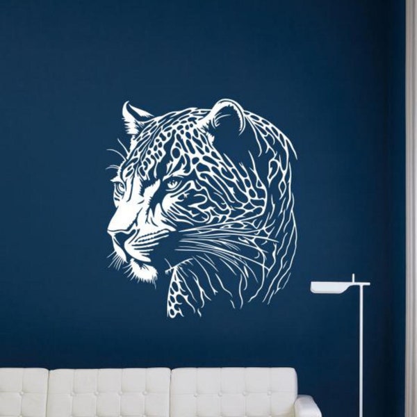 Leopard Wall Decal Vinyl Sticker Cheetah Wall Art Gift African Cat Wall Decor Bedroom Wild Animal Poster Sign Living Room Stencil Mural 3184
