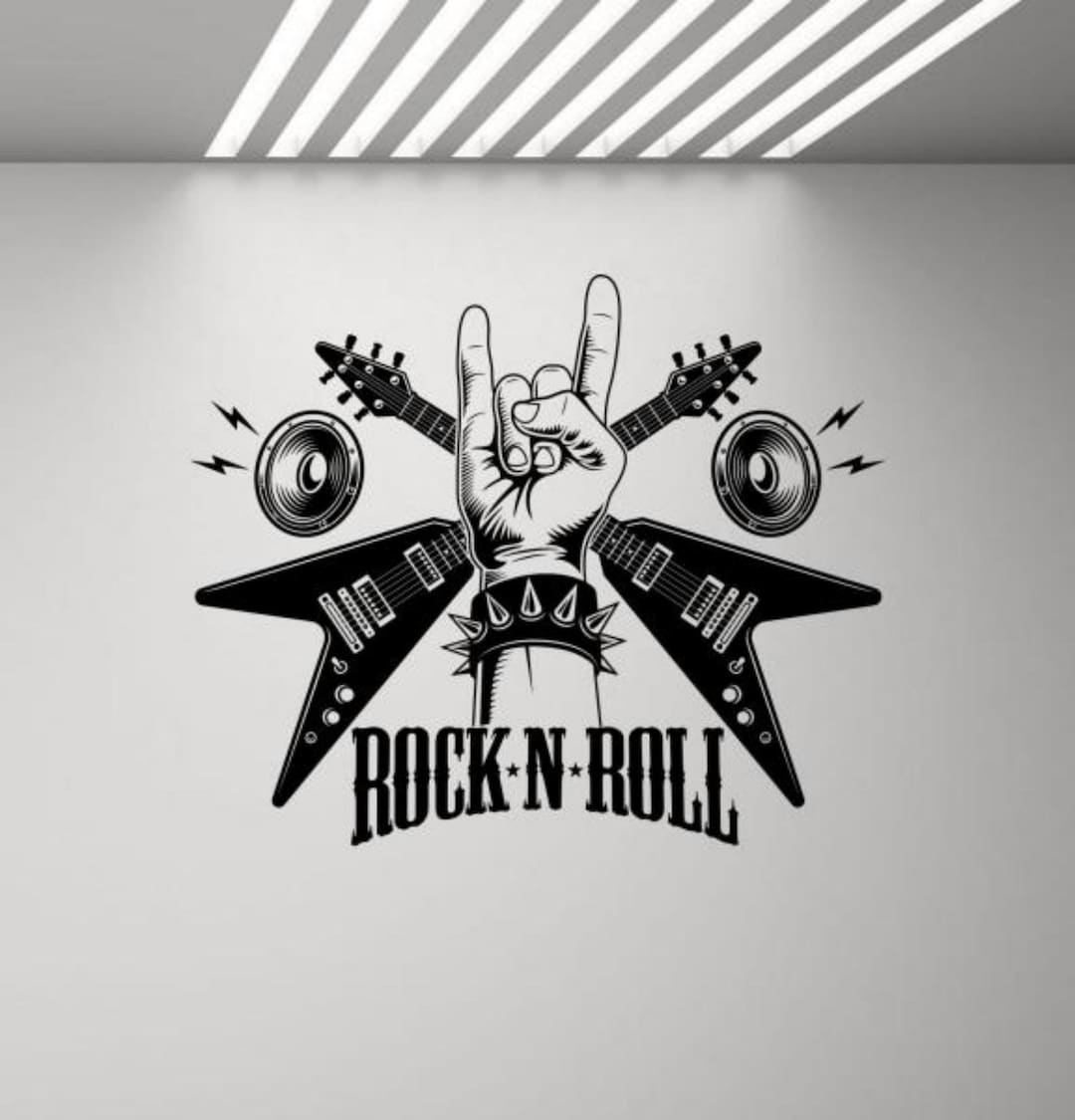Rock and Roll Wall Decal Vinyl Sticker Rock N Roll Wall Art Music Sign