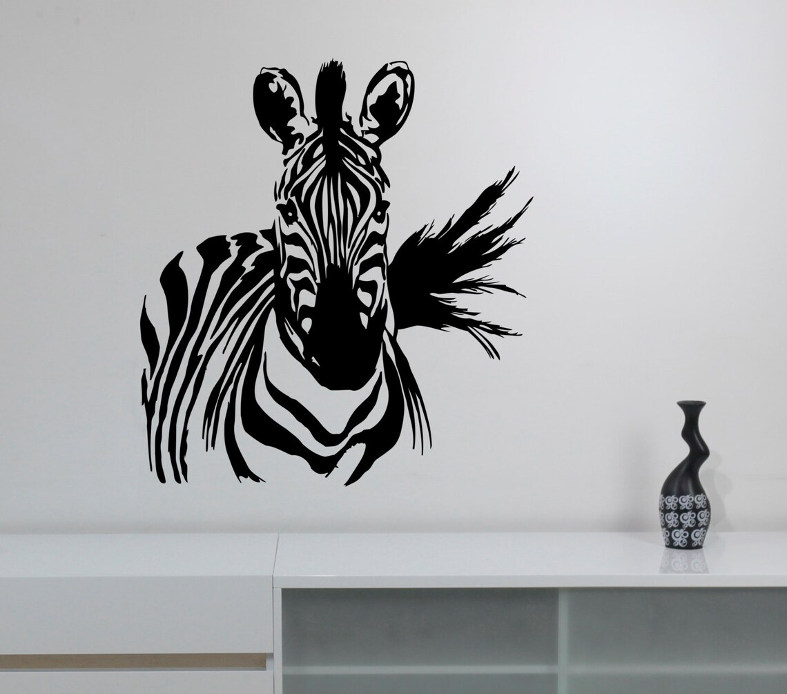 Zebra Wall Sticker Vinyl Decal African Horse Wild Animal Art Etsy
