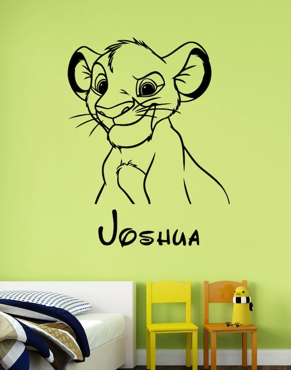 Custom Name Simba Wall Decal Personalized Sticker Lion King Art Disney Decorations For Home Teen Kids Boys Room Bedroom Nursery Decor Ling14