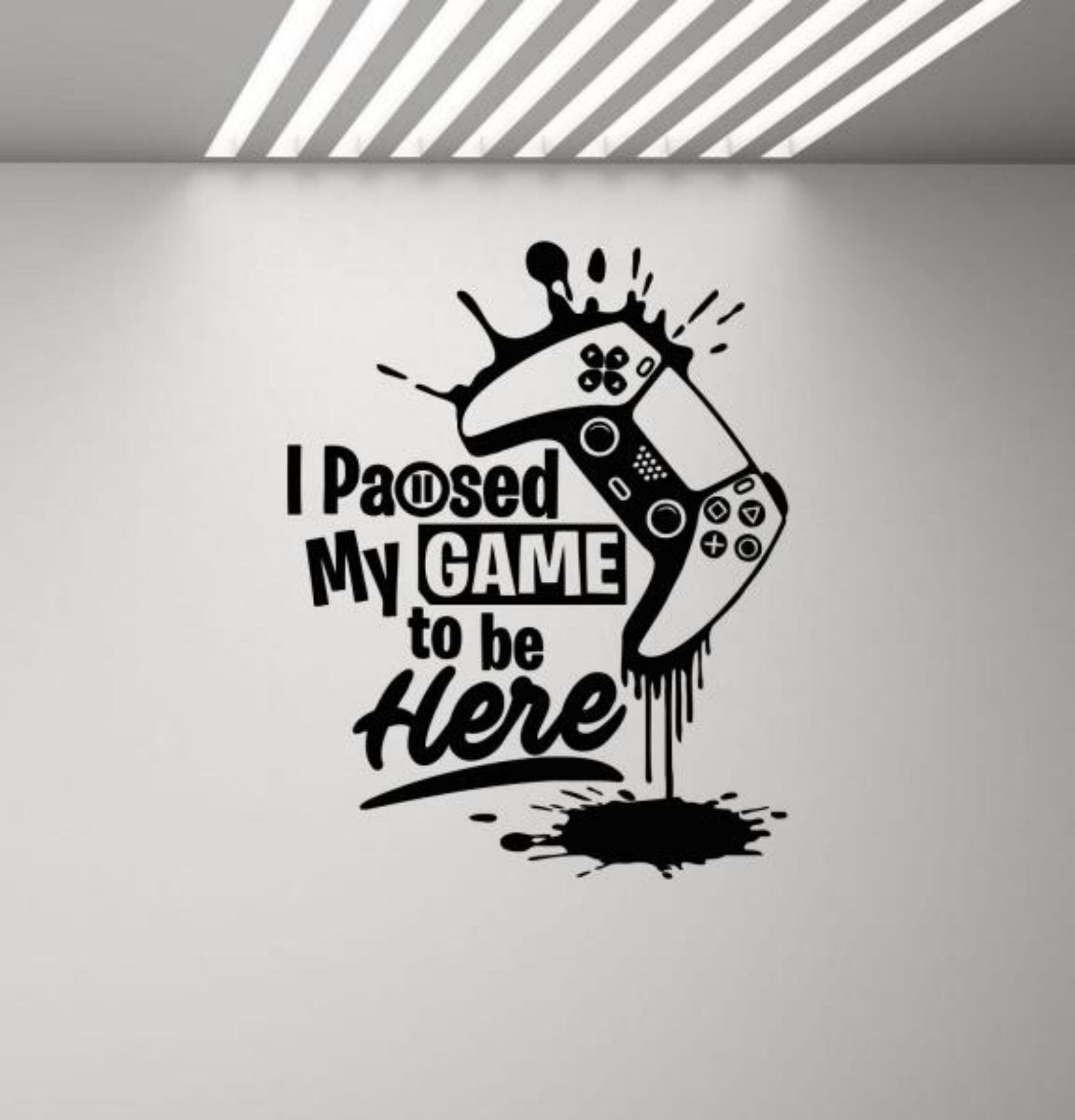 Pause mi juego para estar aquí calcomanía de pared vinilo pegatina controlador pared arte video jugador regalo pared decoración cartel plantilla mural 2907