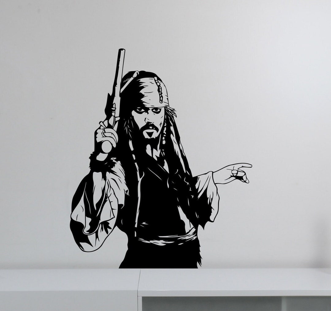 Captain Jack Sparrow Sticker Vinyl Wall Decal Pirates Wall Art ...