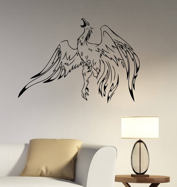 Phoenix Decal Bird Removable Vinyl Sticker Fantasy Animal Wall Etsy
