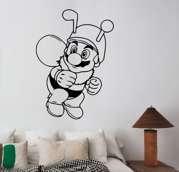 Super Mario Wall Decal Vinyl Sticker Cartoon Art Decorations Etsy