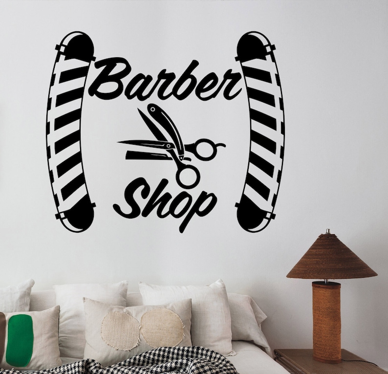 Barbershop Vinyl Decal Custom Wall Sticker Logo Art Barber/'s Hair Haircut Hairdressing Salon Window Decorations Interior Decor bsh2