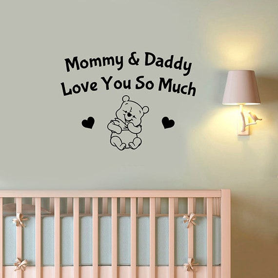 Mommy Loves Me Heart Vinyl Decal Wall Sticker Word Letter Baby Nursery Kids Room 
