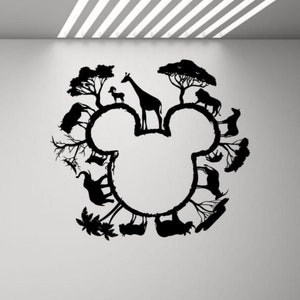 Mickey Head pared calcomanía vinilo pegatina Safari pared arte regalo animales africanos salvajes pared decoración vivero cartel zoológico signo niños habitación plantilla 3221
