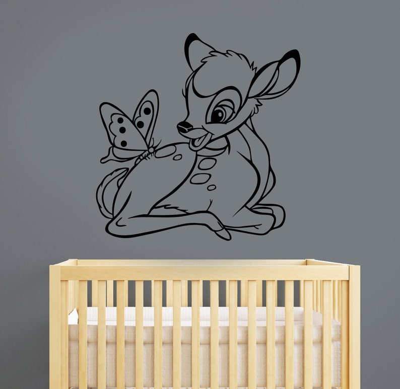 bambi wall decal removable vinyl sticker cartoon deer art | etsy