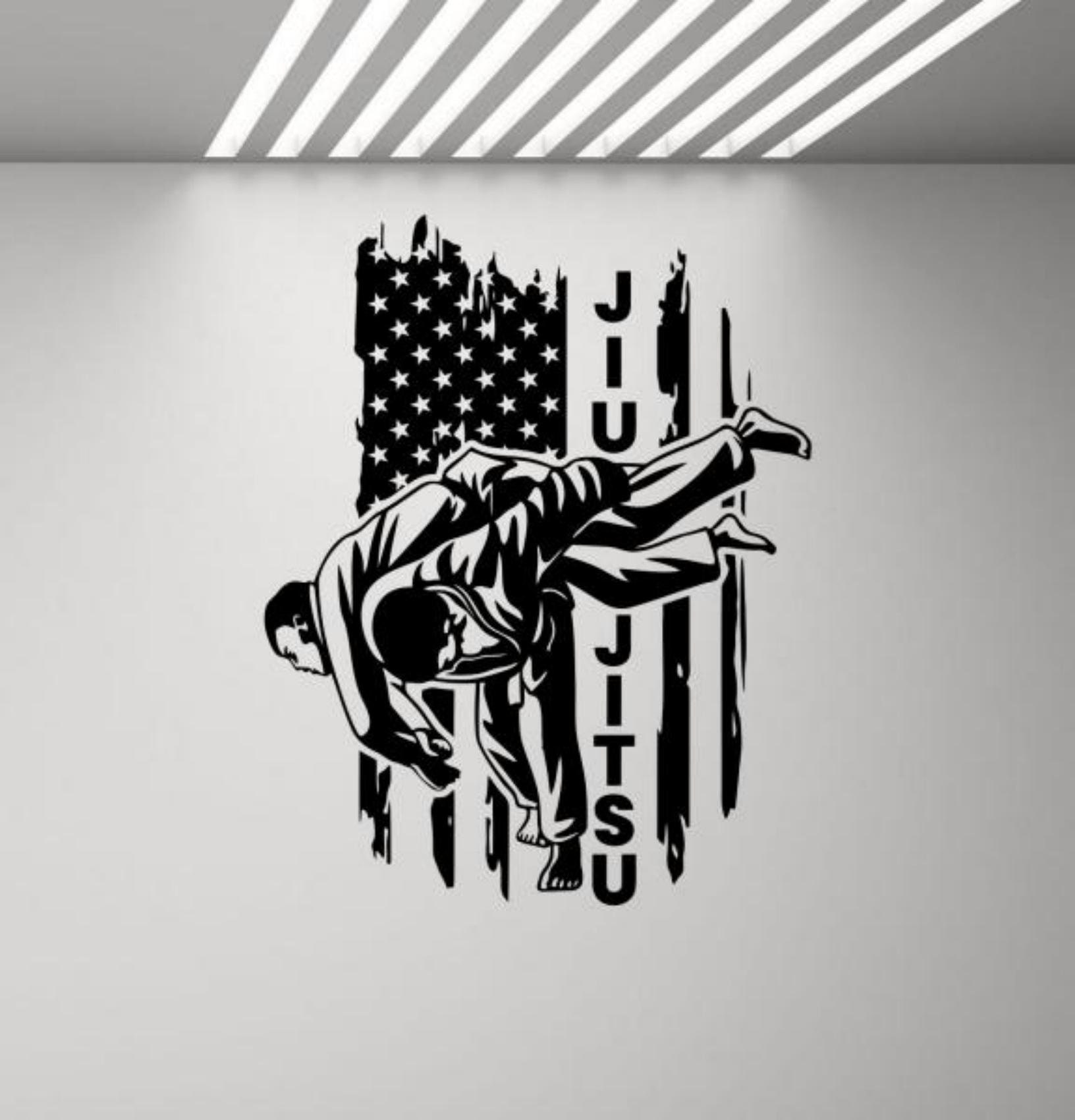 Bannière Vinyle Jiu Jitsu Avec Squelette - Décoration Murale Arts Martiaux, Neuve