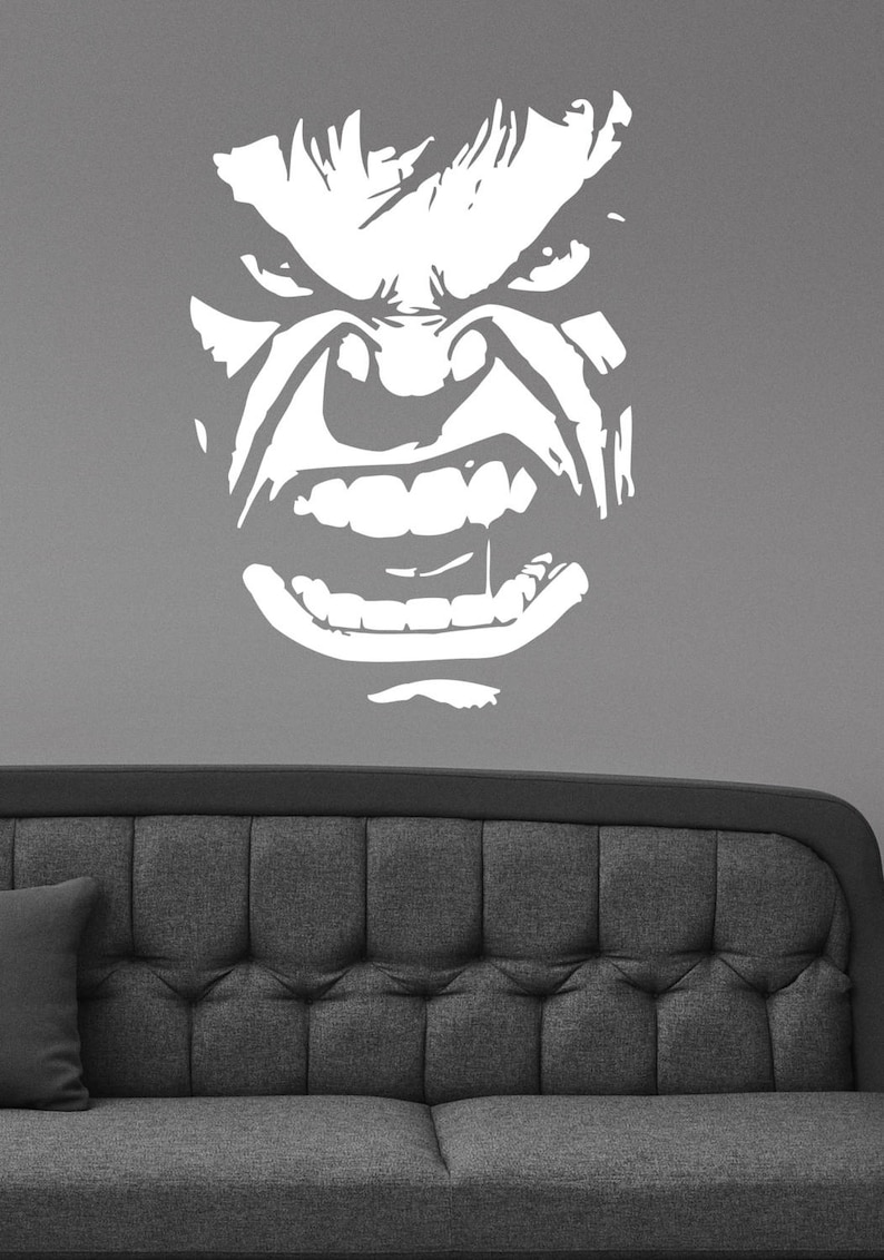 Incredible Hulk Face Wall Decal Superhero Vinyl Sticker Art Etsy