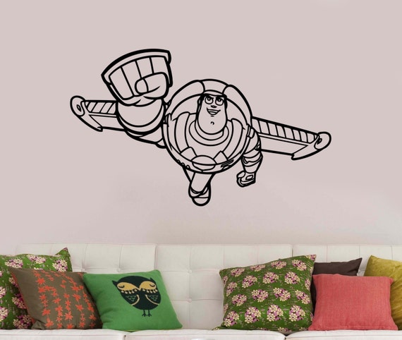 Toy Story Decal Buzz Lightyear Vinyl Sticker Disney Wall Art Decorations For Home Kids Boys Room Playroom Bedroom Movie Decor Tsto3
