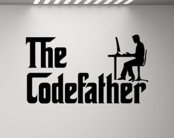 De Codefather muur sticker Vinyl Sticker codering ontwikkelaar Computer programmering Wall Art programmeur Gift Office Decor teken Coder Poster 2847