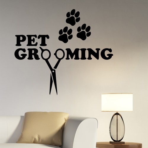 Pet Grooming Wall Decal Vinyl Sticker Window Logo Animal Etsy