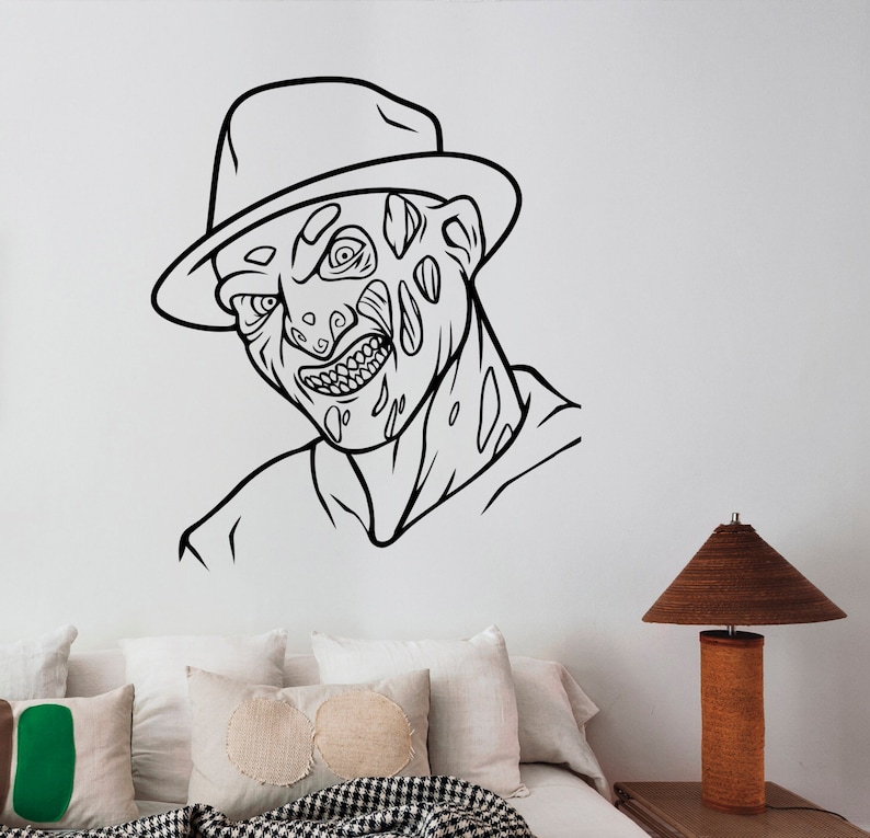 Freddy Krueger Wall Art Decal Removable Vinyl Sticker A Nightmare on Elm Street Decorations for Home Dorm Bedroom Horror Movie Decor krg3