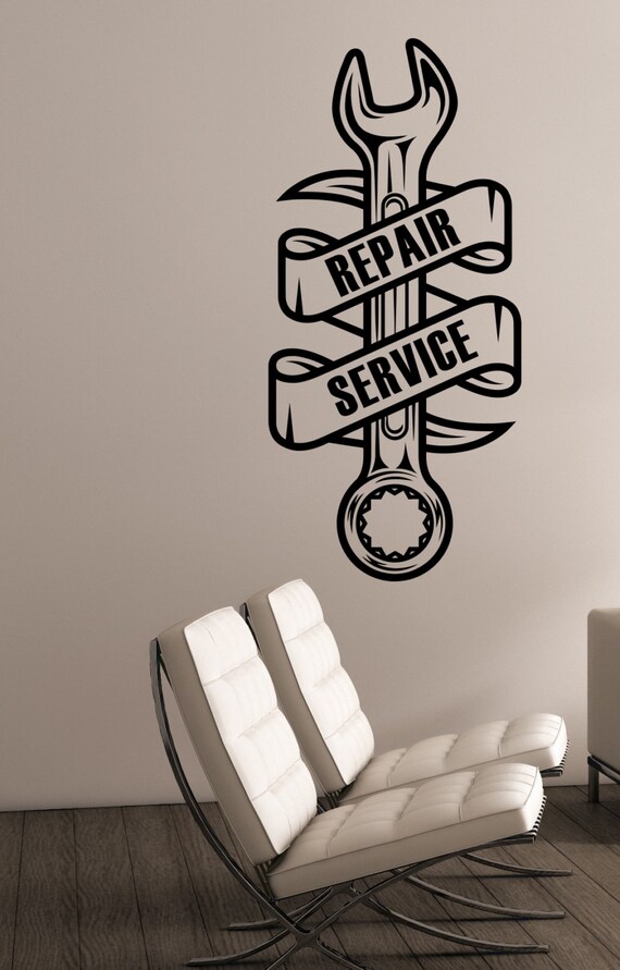 repair service logo vinyl wall decal custom sticker auto car | etsy