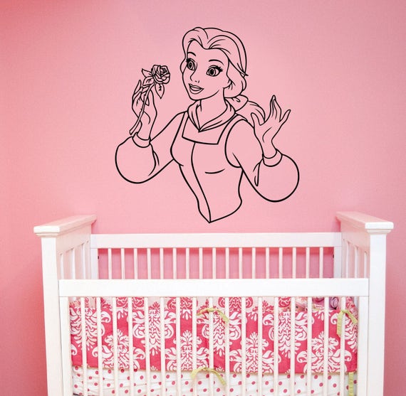 Disney Wall Decal Beauty And The Beast Art Princess Belle Vinyl Sticker Cartoon Decorations For Home Kids Girls Room Fantasy Decor Bab3